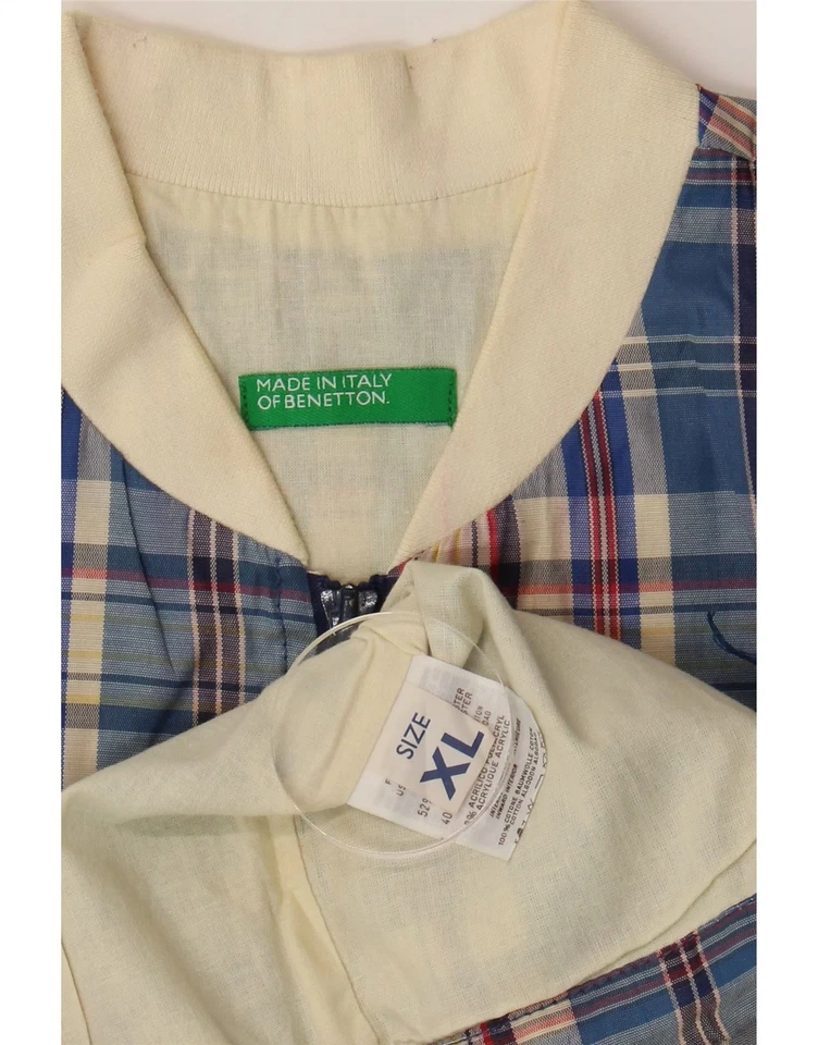 Chaleco mujer Benetton UK 18 XL azul a cuadros poliéster CP10 Foto 3 de 3