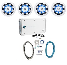  4 Kicker 51KM604WL 6.5" LED Marine/Boat Speakers 6 Channel Amplifier Amp Kit