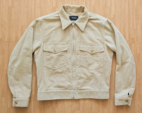 Buck Mason Italian Doeskin Station Jacket Tan Cotton Full Zip Front Men's Coat  - product listing photo