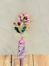 Beaded pen Custom Gifts BLING Basket Fillers Collect Rhinestone Flower Purple