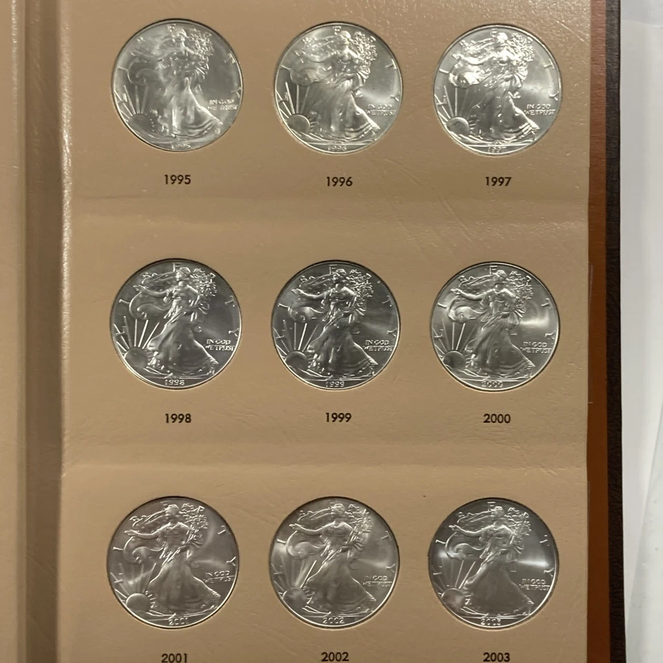 Silver Eagle 1986-2021 1,00. Set en álbum Dansko. 36oz. Bonito. Foto 4 de 4