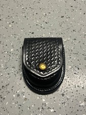 Aker 500 Round Leather Handcuff Case for Chain Handcuffs - Basketweave