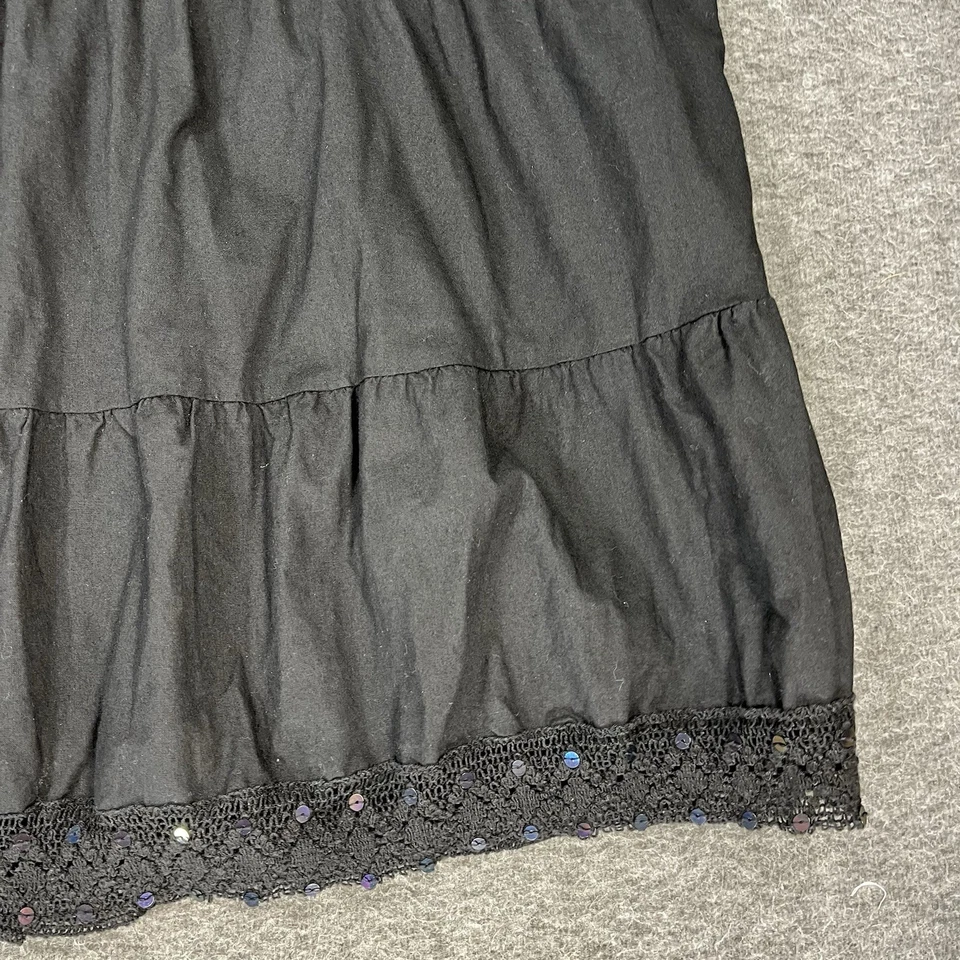 Y2K Faded Glory Peasant Skirt Womens Plus 2X Black Sequin Tiered Cotton Fairy - Image 4 of 4