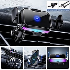 Auto Clamping Wireless Car Charger  RGB Light 15W Fast Charging Phone Holder US