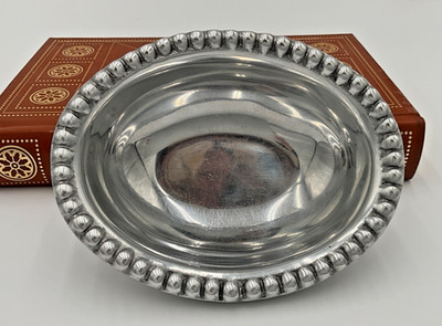 Rare W/ Original Tag Fabulous Pewterware Bowl Mini Cesto Perlas Made in Mexico