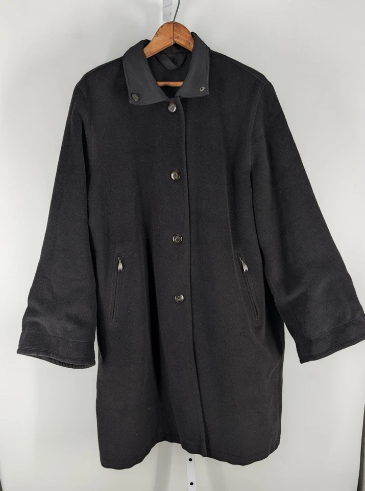 Vintage MaxMara Rainwear Reversible Wool Cashmere Fleece Coat Black Italy US 10 - Image 3 of 4