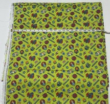 Scooby-Doo Fabric 100 Cotton Scoob Symbols on Bright Green Background HALF YARD