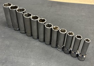Snap on Tools 12pc 3/8" Flank Dr Deep Metric 6pt 8 19mm Socket Set MM Deepwell