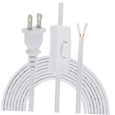 RTNLIT 12FT Lamp Cord with On/Off Button Switch and Polarized Plug, White