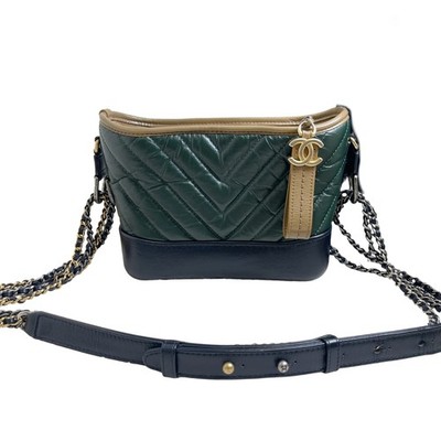 Chanel Gabrielle Small Tricolor V-Stitch Leather Hobo Bag Pre-Owned