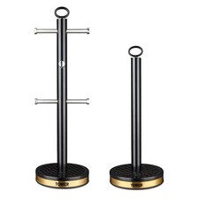 Tower Empire 6 Cup Mug Tree and Towel Pole Black