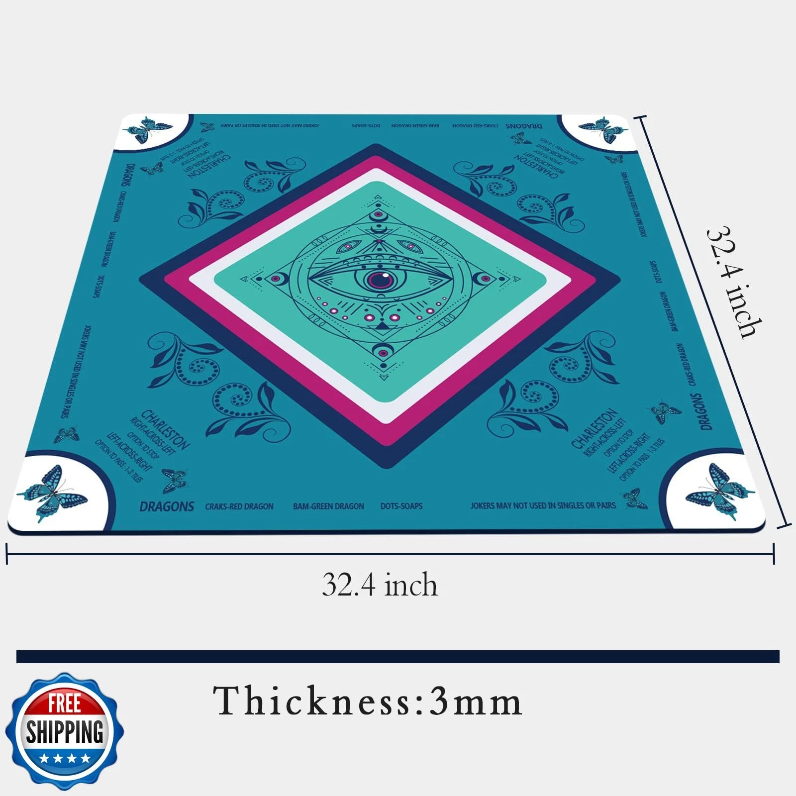 Gedgan Mahjong Mat with Geometric Eye Art