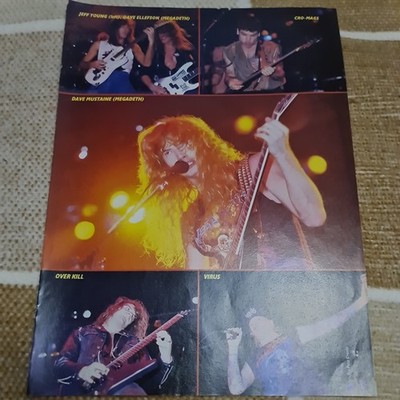 Vintage DAVE MUSTAINE MEGADETH JEFC YOUNG CRO MAGS OVERKILL A4 POSTER KERRANG