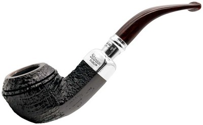 Peterson Newgrange Sandblast Sterling Silver Mount Spigot Bent Bulldog Pfeife 80er