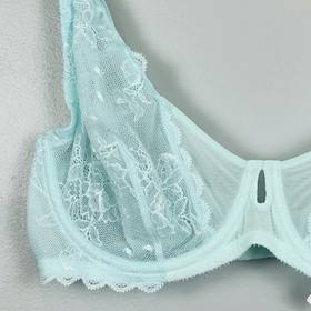 Studio La Perla aqua sheer mesh lace underwire bra, US 36C.