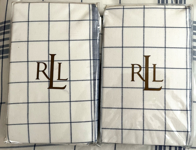RARE NEW Ralph Lauren COTTAGE HILL Blue/White 2 EURO SHAMS