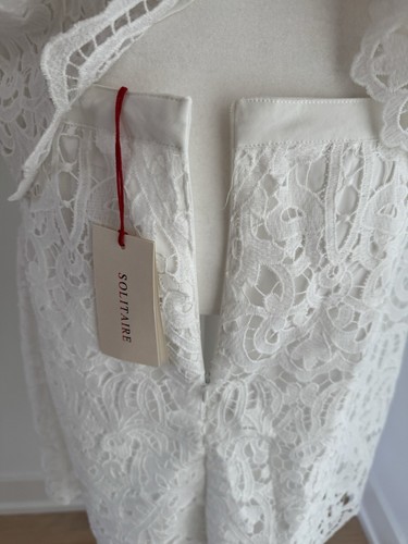 NWT Solitaire 2-Piece Set Crochet White: Short Sleeve Pearl Button Top & Skirt - Picture 16 of 17