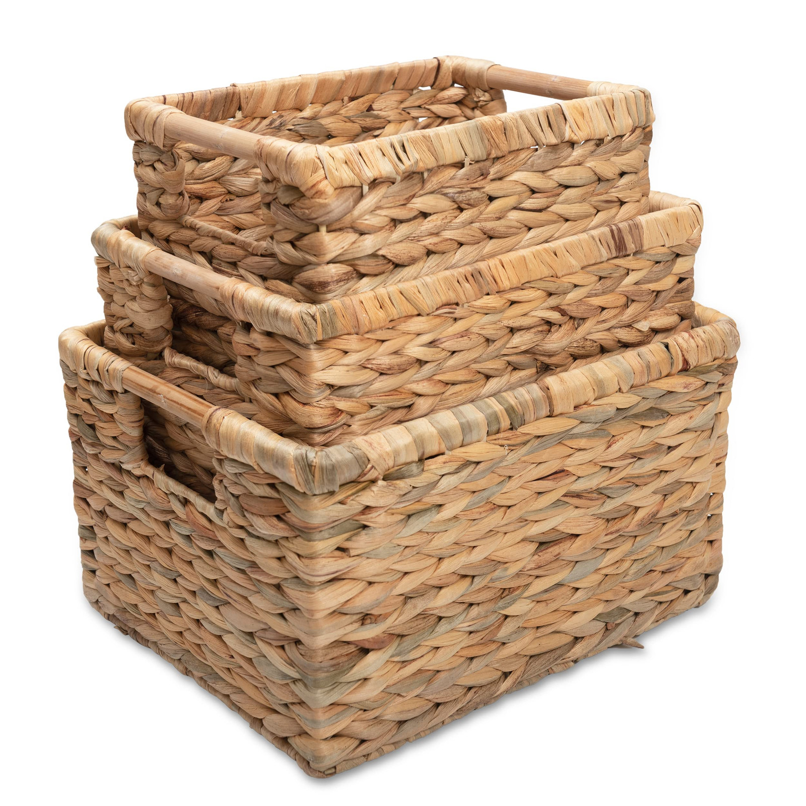 Water Hyacinth Wicker Storage Baskets for Home Organization Rectangular Shape-image