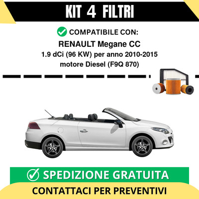 Kit 4 Filtri Tagliando Compatibile Con RENAULT Megane II Hatchback - Foto 4