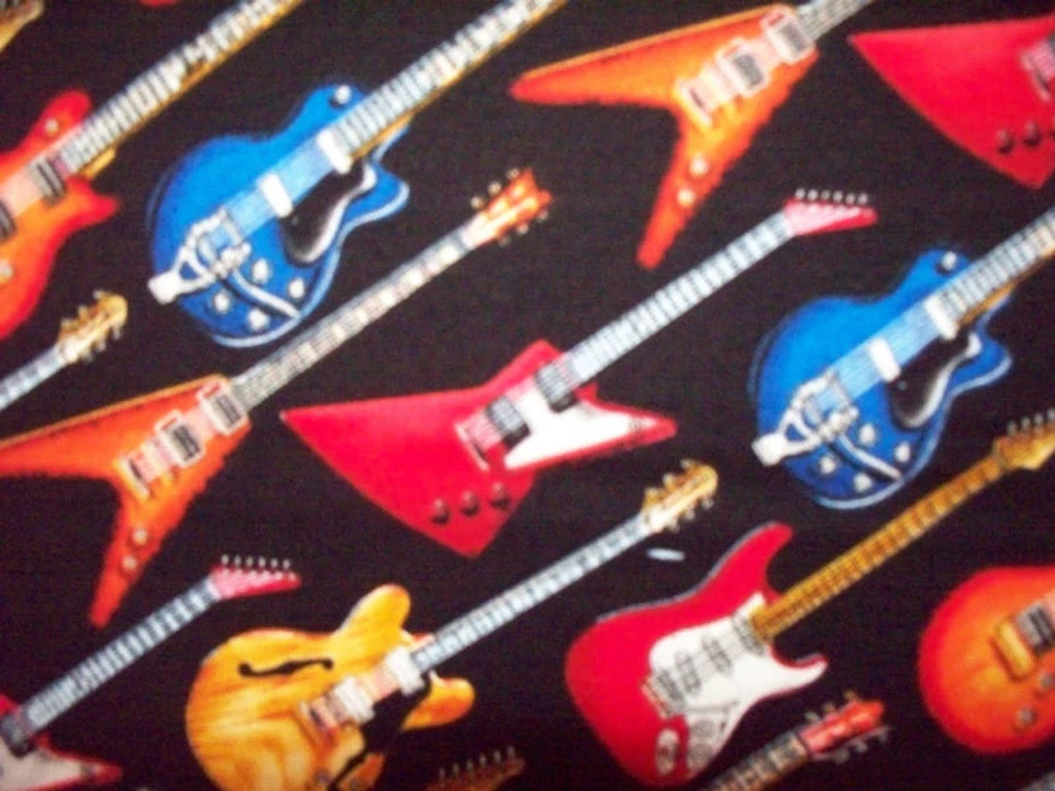 GUITARRA ROCKERA GUITARRAS ROCK & ROLL MÚSICA COLORIDA TELA DE ALGODÓN FQ Foto 3 de 4