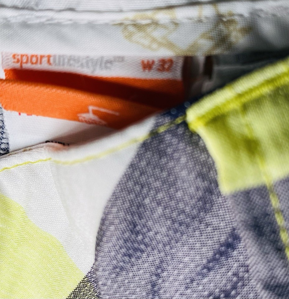 Puma Men's Golf Shorts 32 Yellow Gray Plaid Dry Cell 11" Inseam Golf eBay