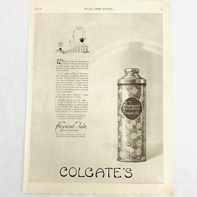 Vintage 1921 Colgate's Florient Talc Print Ad Flowers Of The Orient 13'' x 9 3/4''