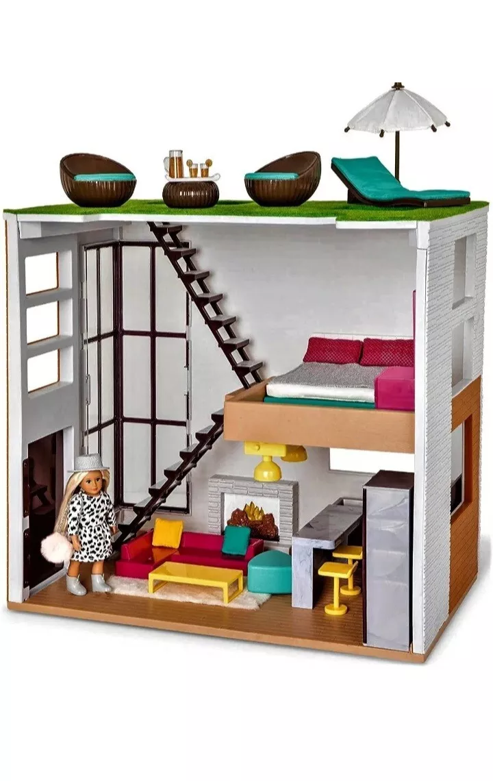 LORI Loft to Love Dollhouse 6 Mini Doll Furniture