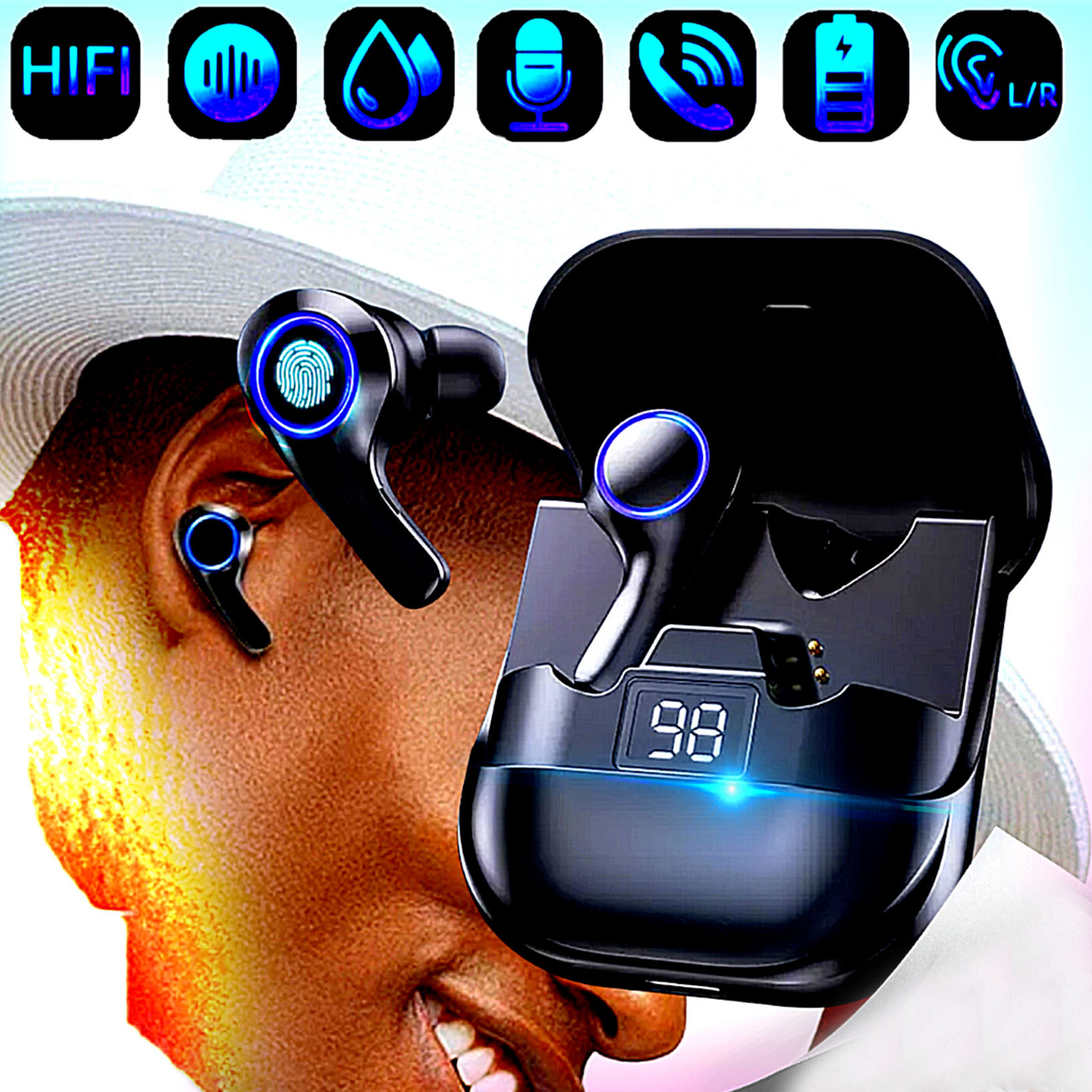 Wireless Bluetooth 5.0 Earbuds with Waterproof Design for iPhone Android Phones-image