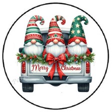 MERRY CHRISTMAS GNOMES IN TRUCK ENVELOPE SEALS LABELS STICKERS PARTY FAVORS