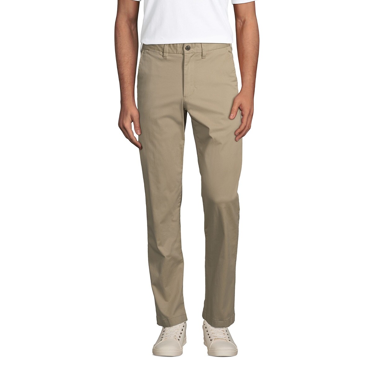 NEW Lands End Mens Chino Pants 42x30 Khaki Traditional Fit Comfort