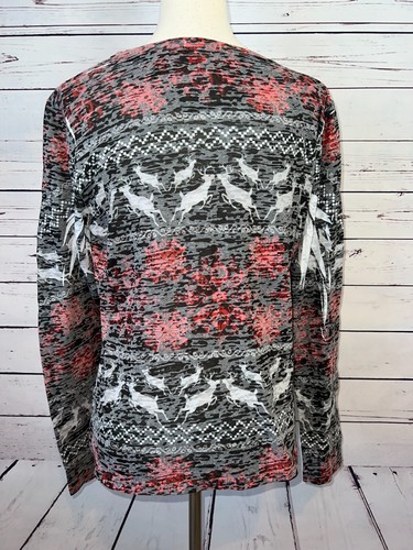 Sundance Shirt Ugly Christmas Tee T-Shirt Top Large Burnout Long Sleeve Crew - Picture 6 of 8