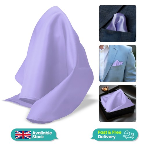 New Satin Wedding Mens Pocket Square Office Suit Plain Handkerchief - Picture 161 of 325