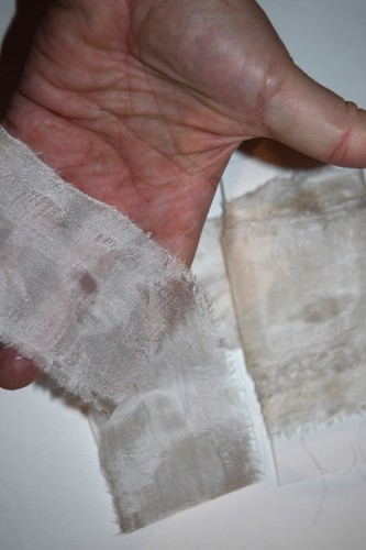 Silk Ribbon Yarn hand dyed off White shade 5 yards 1.5 inch wide - Picture 3 of 3