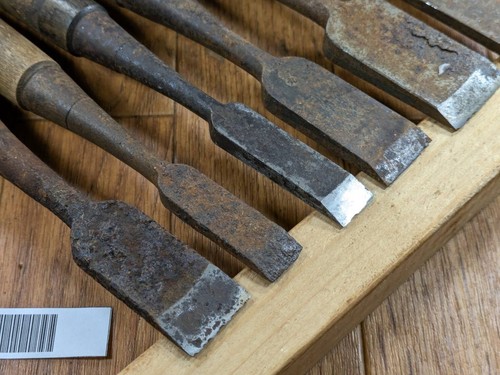 Cincel japonés vintage roto dañado Nomi 30.24.23.18.18.15.15.11.10mm JJ567 - Imagen 2 de 21