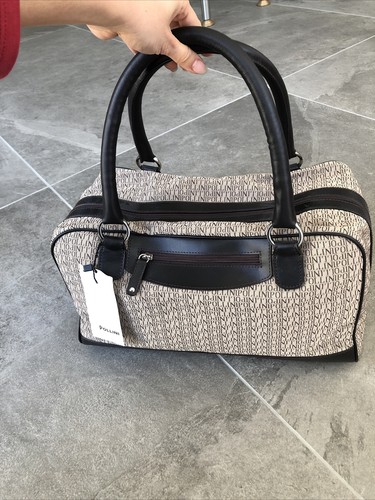 BORSONE POLLINI UNISEX DA LAVORO/VIAGGIO STAMPA BEIGE PELLE MARRONE NUOVOconLOGO - Foto 3 di 12