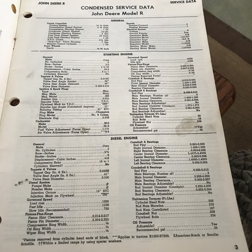 John Deere I &T JD-3 Shop Service Manual Model R Diesel Tractor - Picture 4 of 4