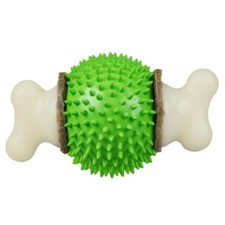 Ring-Holding Dog Toy with Spiky Ball – Includes 4 Rawhide Chew Rings (10-50 lbs)