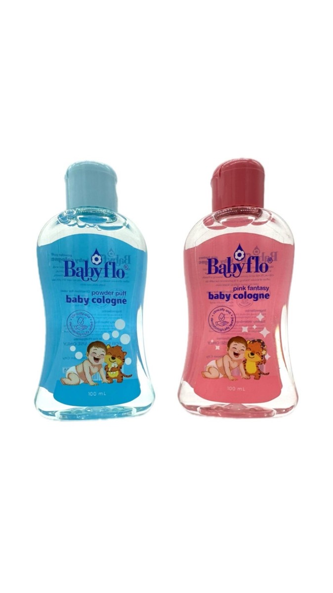 Babyflo Baby Cologne Powder Puff and Pink Fantasy (2 x100m) Pack