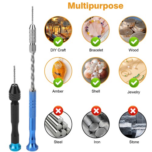 27 Pcs Pin Vise Hand Drills Rotary Tool Set 0.5-3mm Micro Twist Drill Bits - Picture 6 of 8