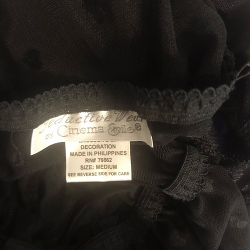 VTG 90’s Cinema Etoile Sheer Black Flocked Set Panty & Nightgown Sexy NOS - Picture 7 of 8