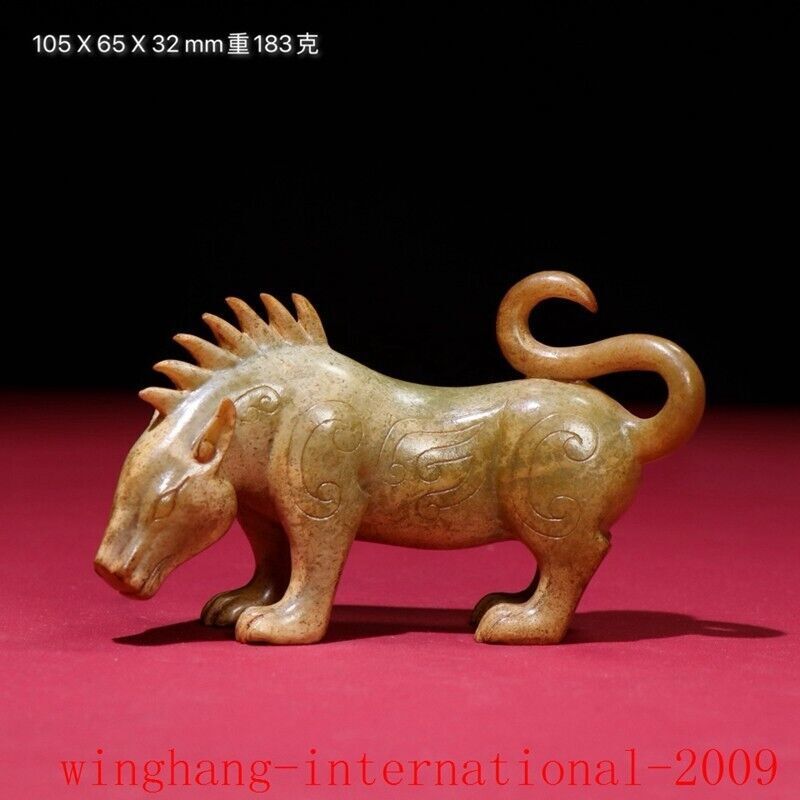 Old China exquisite Hetian jade Carved fengshui Beast animal statue ornaments