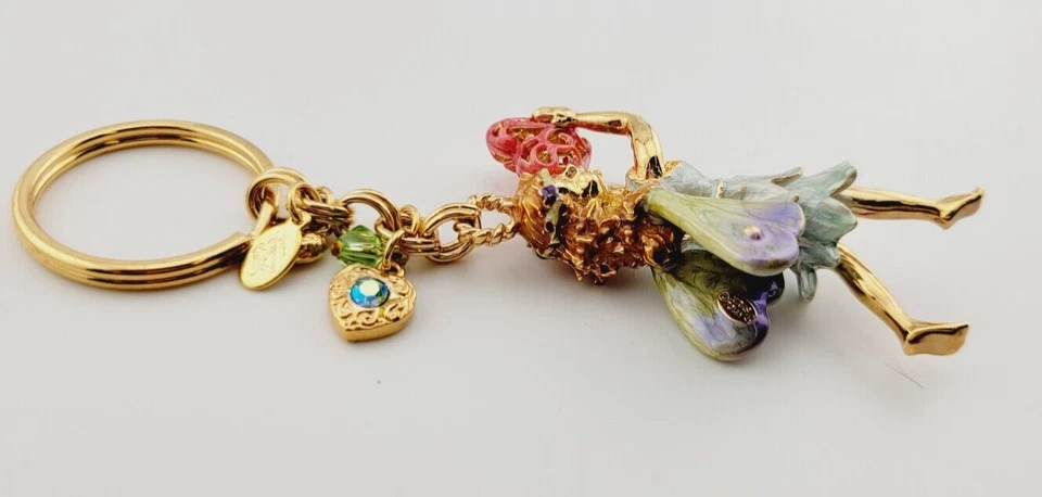 Llavero Corazón Esmaltado Kirks Folly Corazón Llavero FOB Tono Dorado Único Foto 3 de 4