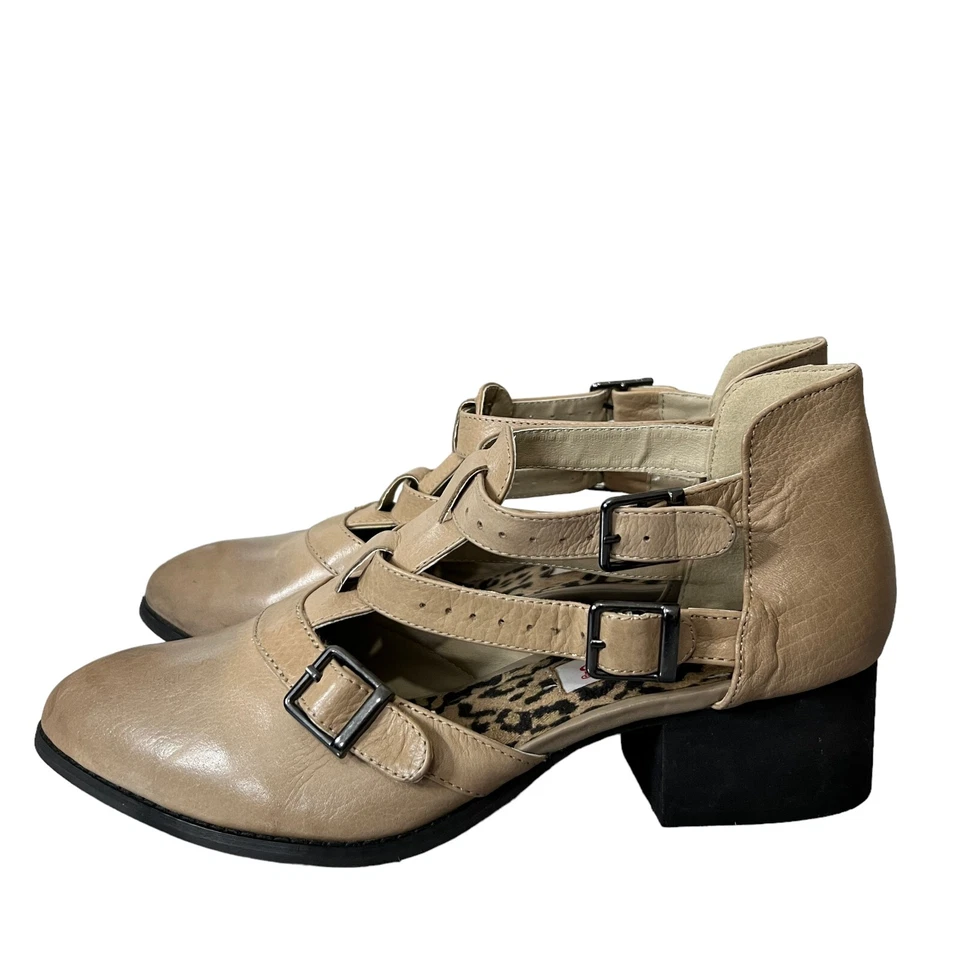 Botines Dos Labios Mujer 9 Zeta Cuero Taupe Botines Correas Hebilla Acento Foto 3 de 4