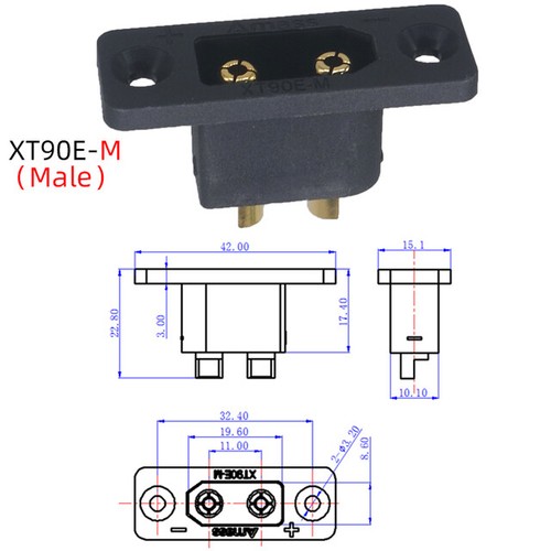 Updated RC AMASS Black XT90 XT90E-M Male XT90E-F Female Mountable Connector Plug - Picture 6 of 25