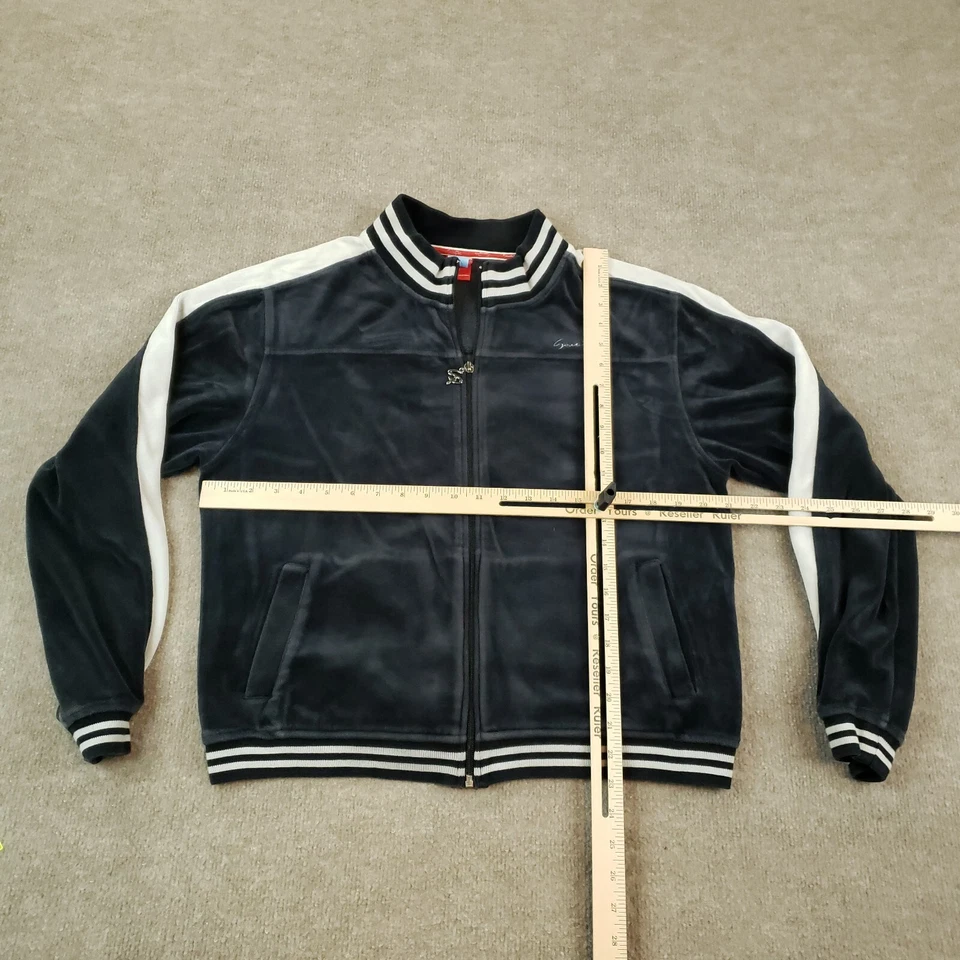 Jaqueta Pólo Sul Feminina 2XL XXL Veludo Azul Zíper Completo Bolsos Pista - Imagem 2 de 4