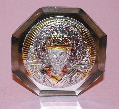 Orthodoxe Ikone Sterling Silber 925 Handgemacht Heiliger Nikolaus Св Николай esa - Picture 5 of 5