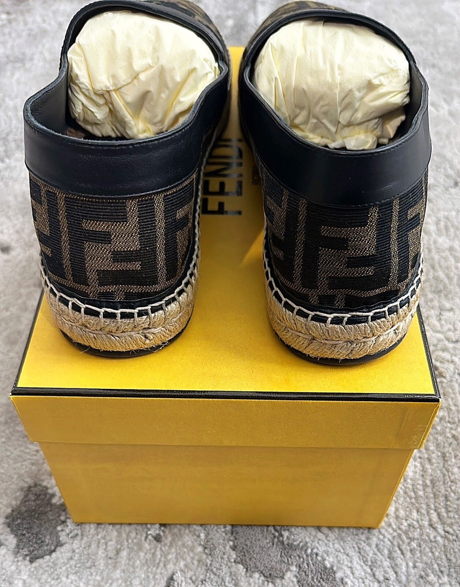 Authentic Fendi FF Jacquard Fabric Roma Mens Espadrilles US11 EU44