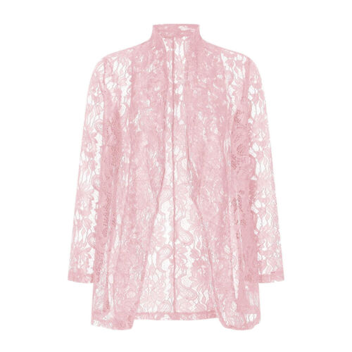 Womens Lace Floral Cardigan Tops Ladies Long Sleeve Blazer Coat Blouse Outwear - Picture 15 of 23