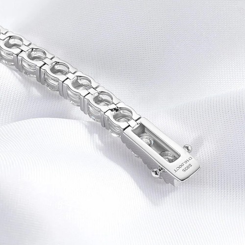 Full 3mm Moissanite Tennis Bracelet Men Women Jewel 18K White Gold Plated Gift - Picture 4 of 17