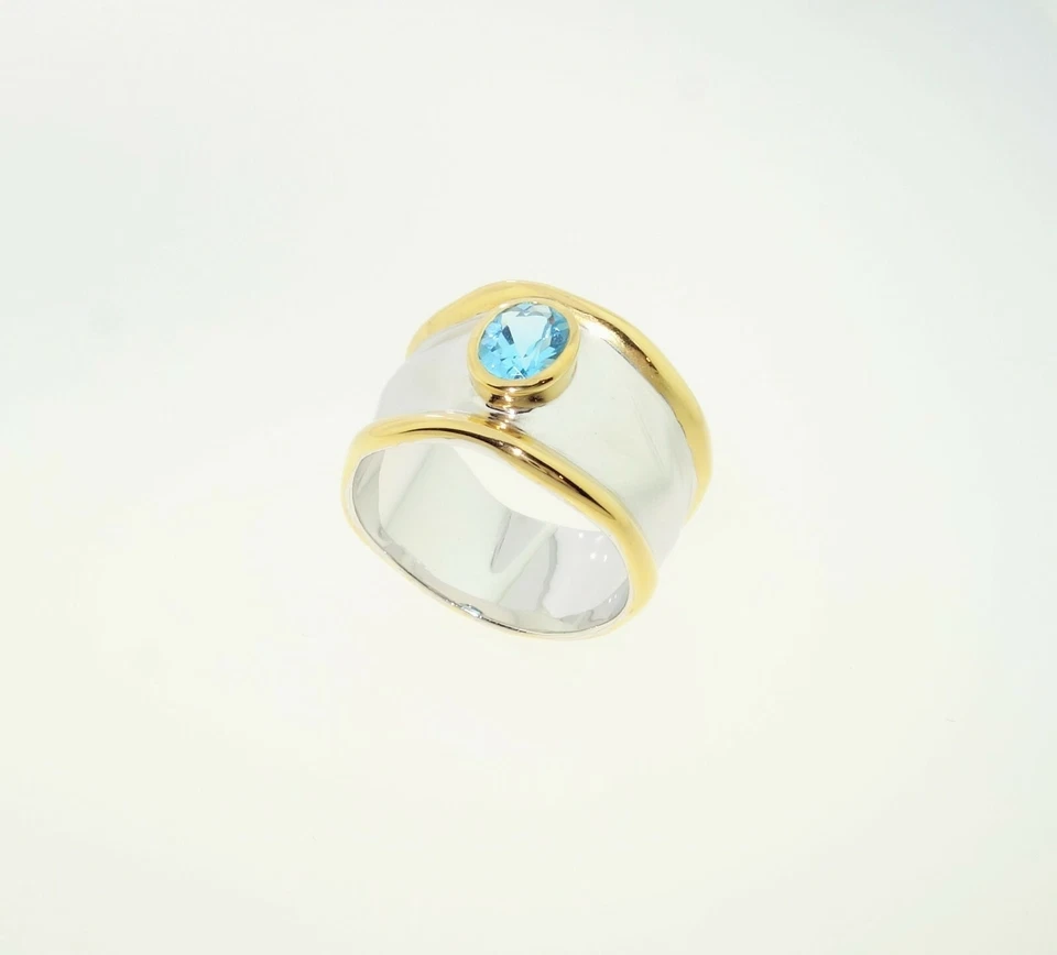 Anillo SR305SBT .925 Plata de Ley Natural Suizo B Topacio AAA Fina Calidad Talla 6 Foto 2 de 4